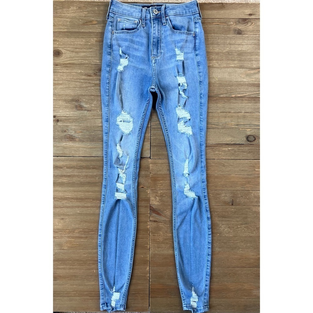 Hollister Distressed Curvy High Rise Super Skinny Jeans